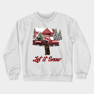 Miniature Pinscher Let It Snow Tree Farm Red Truck Christmas Crewneck Sweatshirt